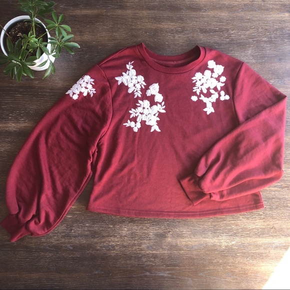 Tops - Embroidered top with Bishop unique puff sleeves